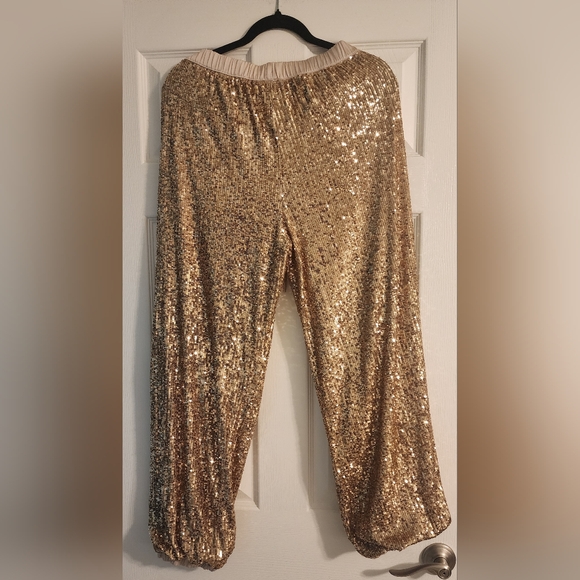 Victorias Secret NWOT Sequin Joggers in Rose Gold L - Picture 2 of 3